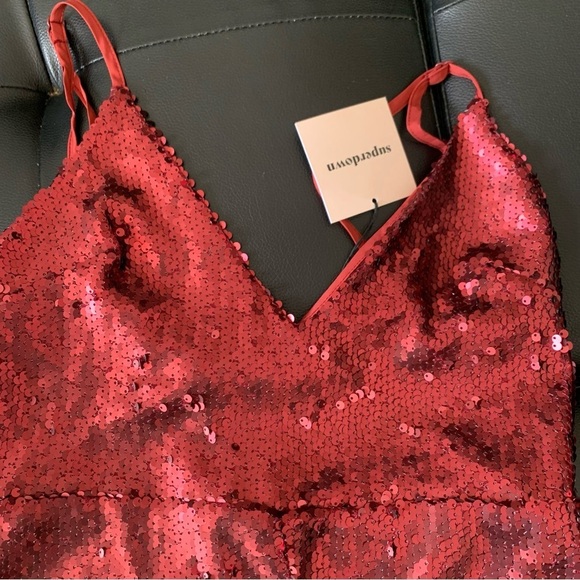 SUPERDOWN Red Sanja Sequined Romper - Picture 6 of 9